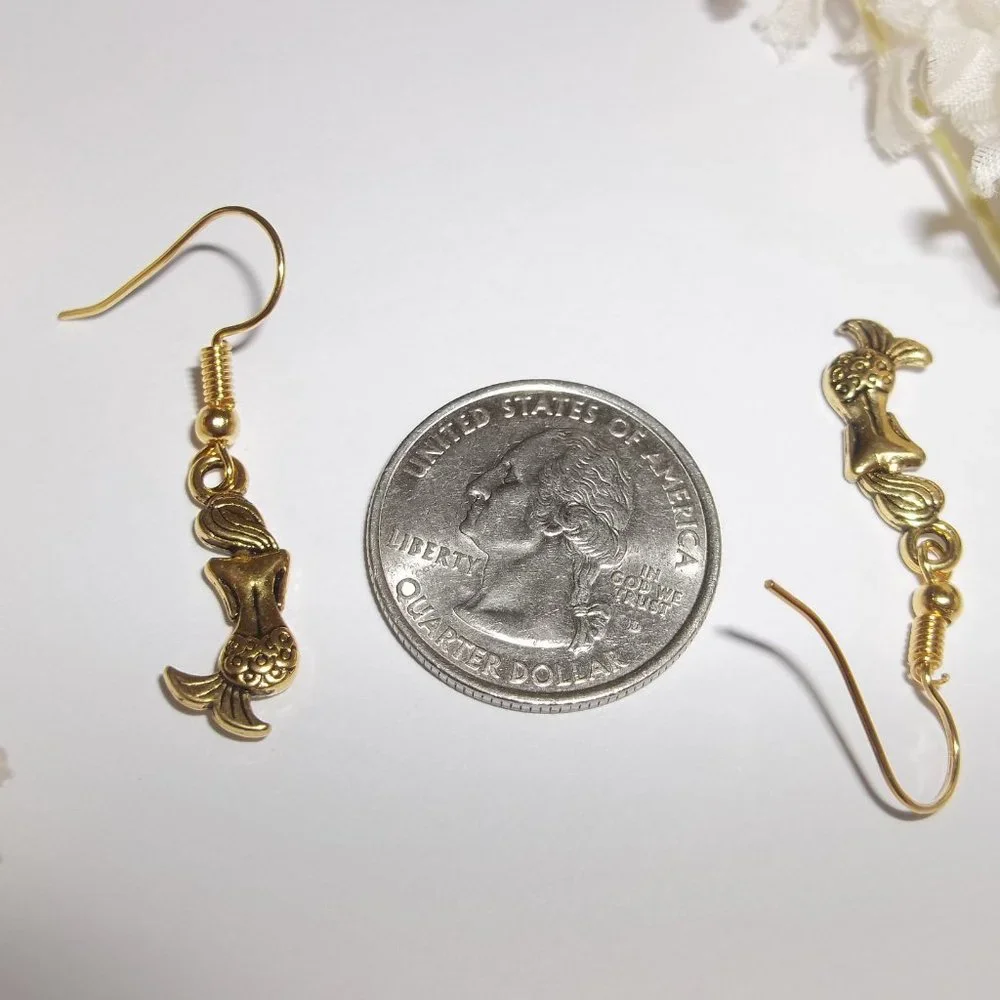 Gold Mermaid Earrings Dangle Drop Fashion Jewelry Set Beach Vacation Wear 7361